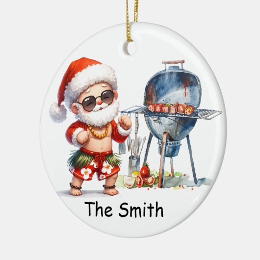 Santa's Seaside Kerstmis Keramisch Ornament (Links)