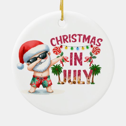 Santa's Seaside Kerstmis Keramisch Ornament (Achterkant)