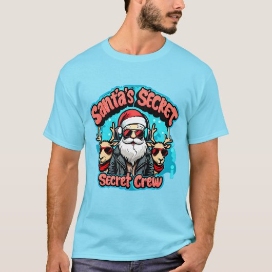 Santa's Secret Crew T-shirt Cool Trendy Kerstmis (Voorkant)