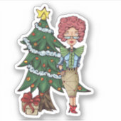 Santa's secretaris met kerstboomklever sticker (Voorkant)