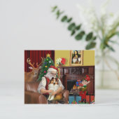 Santa's Sheltie (zw) Feestdagenkaart (Staand voorkant)