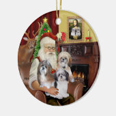 Santa's Shih Tzus (Drie) Keramisch Ornament (Links)