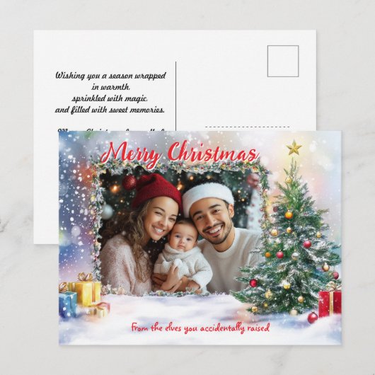 Santa's Show-Off Foto Lijst Feestdagenkaart (Voorkant / Achterkant)