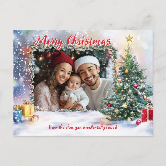 Santa's Show-Off Foto Lijst Feestdagenkaart (Voorkant)