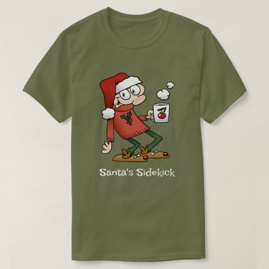 Santa's Sidekick Schattige Funny Christmas Cartoon T-shirt (Design voorkant)