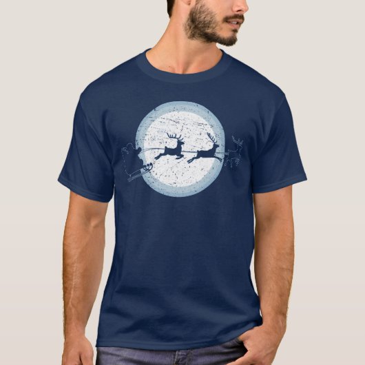 Santas Silhouette Riding Sleigh Christmas Meme fri T-shirt (Voorkant)
