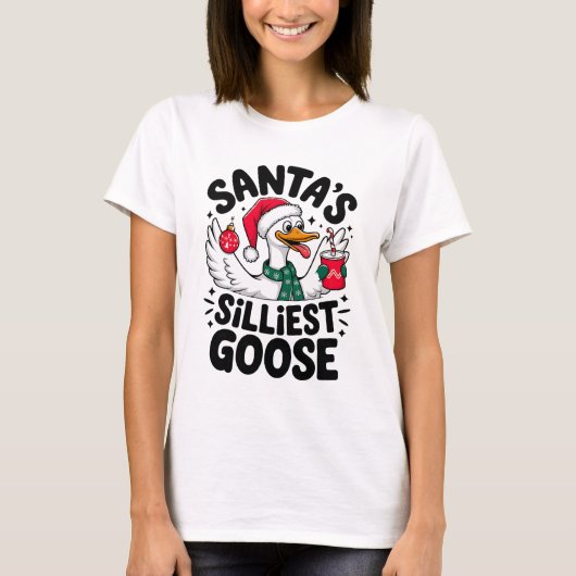 Santa's Silliest Goose Christmas Humor T-shirt (Voorkant)