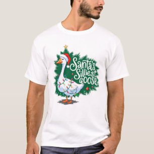 Santa's Silliest Goose Funny Goose Kerstmis T-shirt