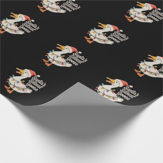 Santa's Silliest Goose Kerstverlichting Cadeaupapier (Hoek)