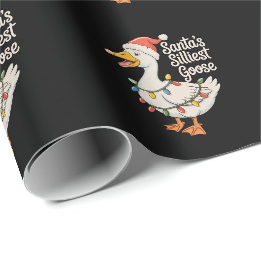 Santa's Silliest Goose Kerstverlichting Cadeaupapier (Rol Hoek)