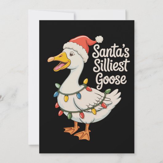 Santa's Silliest Goose Kerstverlichting Feestdagenkaart (Voorkant)