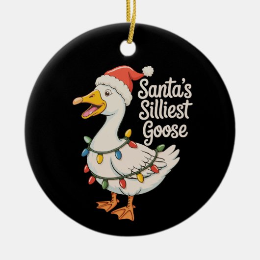 Santa's Silliest Goose Kerstverlichting Keramisch Ornament (Voorkant)