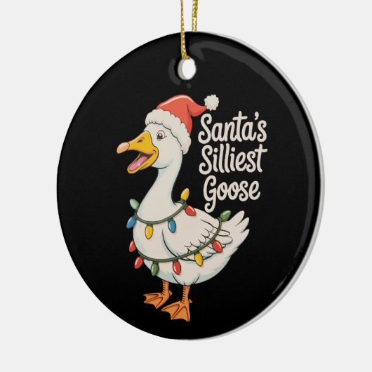Santa's Silliest Goose Kerstverlichting Keramisch Ornament (Links)
