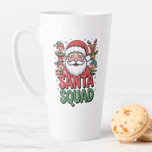 Santa's Slechte Invloed (Grappige Santa Squad) Latte Mok (In situ)