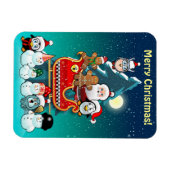 Santa's slee bij de kerstboom magneet (Horizontaal)