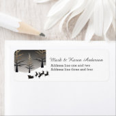 Santa's slee en boom silhouet etiket (Insitu)