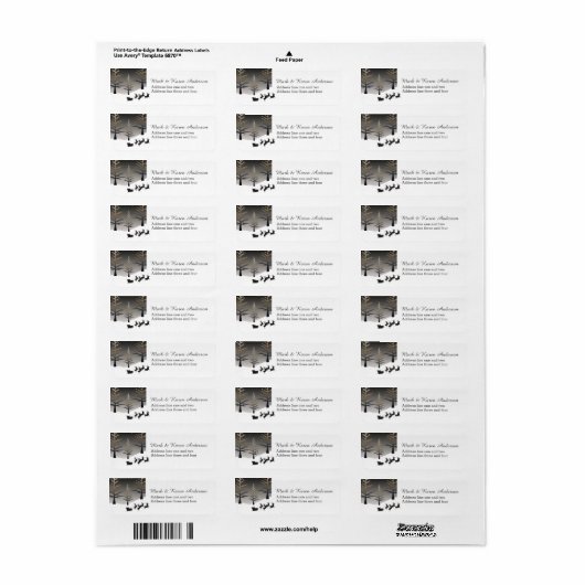 Santa's slee en boom silhouet etiket (Full Sheet)