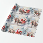 Santa's slee rijden door besneeuwde bossen cadeaupapier (Uitgerold)
