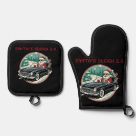 Santa's Sleigh 2.0 Pot Holders Ovenwant & Pannenlap Set