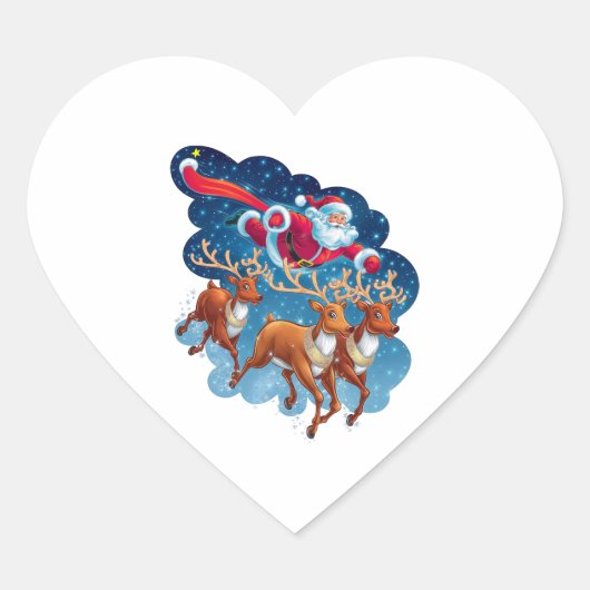 Santa's Sleigh Adventure Hart Sticker (Voorkant)