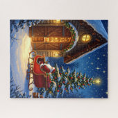 Santa's Sleigh bij de kerstboom Legpuzzel (Horizontaal)