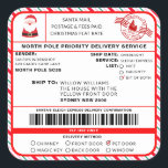 Santas Sleigh Christmas Shipping Label Sticker<br><div class="desc">Deze Santa's Workshop North Pole Postal Service Kerst verzendlabel sticker is de perfecte manier om een beetje extra magie toe te voegen aan uw kerst wrapping. De sticker kan worden gepersonaliseerd met de naam van uw kind en een voorkeursmethode voor levering. Alle tekst is bewerkbaar en kan worden aangepast aan...</div>