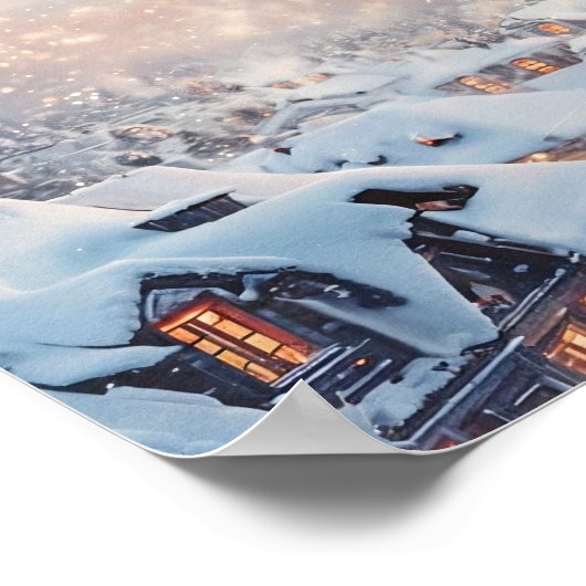 Santa's Sleigh en vliegende rendieren Poster (Hoek)