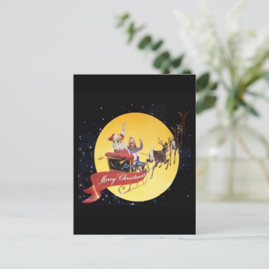 Santa's Sleigh  Feestdagenkaart (Staand voorkant)