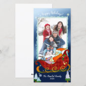 Santa's Sleigh Feestelijke Vakantiefoto Feestdagenkaart (Voorkant / Achterkant)