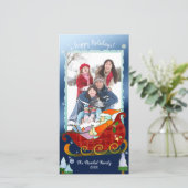 Santa's Sleigh Feestelijke Vakantiefoto Feestdagenkaart (Staand voorkant)