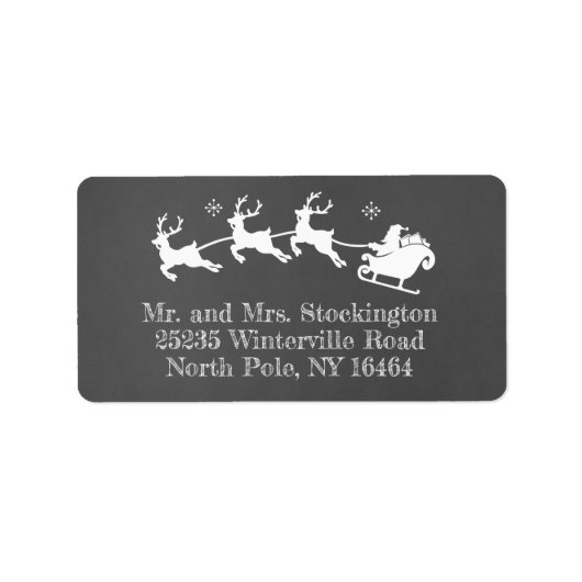 Santa's Sleigh Holiday Christmas krijtbord Etiket (Voorkant)