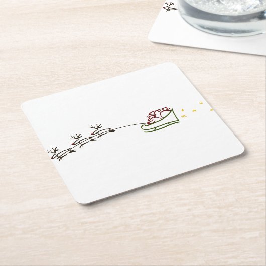 Santas Sleigh Kartonnen Onderzetters (Schuin)