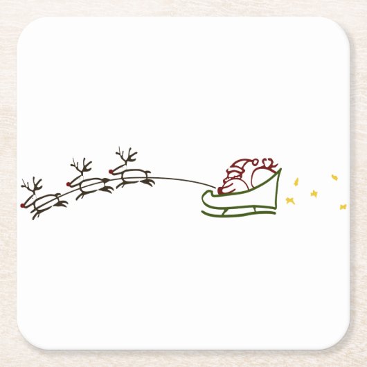 Santas Sleigh Kartonnen Onderzetters (Voorkant)