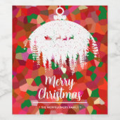 Santa's Sleigh Kerst Ornament Wijn Etiket (Enkel label)