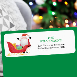 Santa's Sleigh Kerst retour adreslabel Etiket
