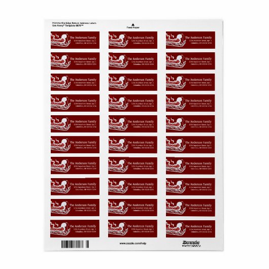 Santa's Sleigh Kerst retour adreslabel Etiket (Full Sheet)