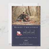 Santa's Sleigh Kerstmis Foto | Blauw Feestdagenkaart (Voorkant)