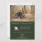 Santa's Sleigh Kerstmis Foto | Groen Feestdagenkaart (Voorkant)