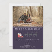 Santa's Sleigh Kerstmis Foto | PAARSE Feestdagenkaart (Voorkant)