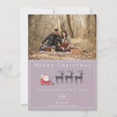 Santa's Sleigh Kerstmis Foto | roze Feestdagenkaart (Voorkant)