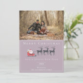 Santa's Sleigh Kerstmis Foto | roze Feestdagenkaart (Staand voorkant)