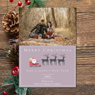 Santa's Sleigh Kerstmis Foto   roze Feestdagenkaart