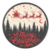 Santa's Sleigh Merry Christmas Forest Scene Art" Hockey Puck (Voorkant)