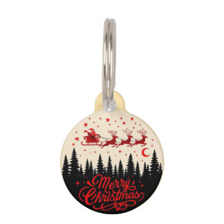 Santa's Sleigh Merry Christmas Forest Scene Art" Huisdierpenning