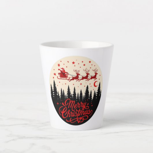 Santa's Sleigh Merry Christmas Forest Scene Art Latte Mok (Voorkant)