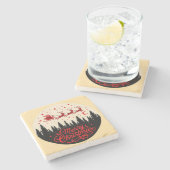 Santa's Sleigh Merry Christmas Forest Scene Art Stenen Onderzetter (Zijkant)