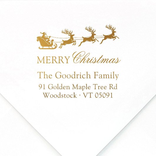 Santa's Sleigh Merry Christmas Retouradres Rubberstempel