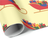Santa's Sleigh met Kerstcadeau Geel Naadloos Cadeaupapier (Rol Hoek)