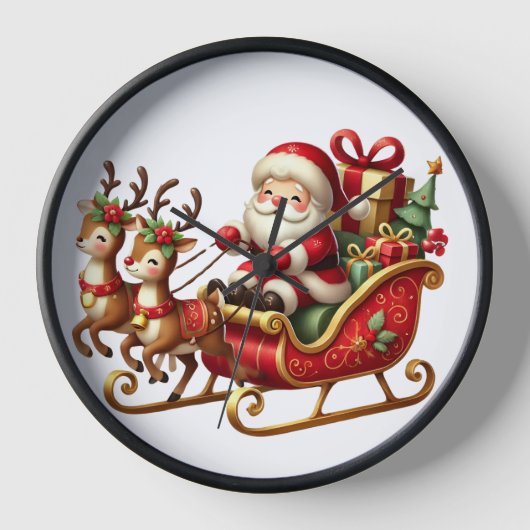 Santa's Sleigh met rendieren en geschenken - Charm (Voorkant)