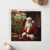 Santa's Sleigh of Smiles Kerst Kaart Notitiekaartje (Voorkant / Achterkant in situ)